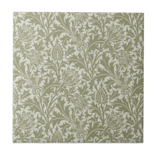 William Morris Thistle Sage Green Pattern Ceramic Tile