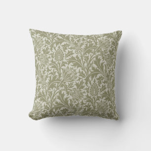 William Morris Thistle Sage Green Pattern Cushion