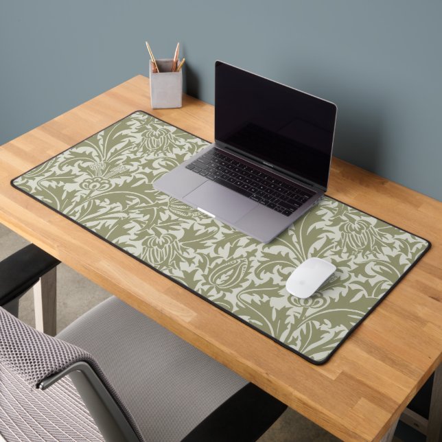 William Morris Thistle Sage Green Pattern Desk Mat (Office 2)