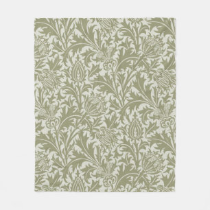 William Morris Thistle Sage Green Pattern Fleece Blanket
