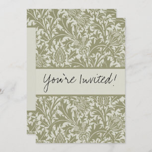 William Morris Thistle Sage Green Pattern Invitation