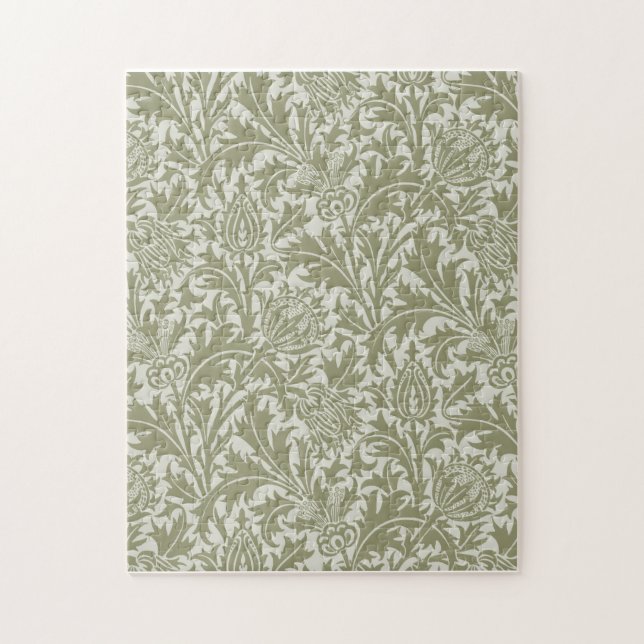 William Morris Thistle Sage Green Pattern Jigsaw Puzzle (Vertical)