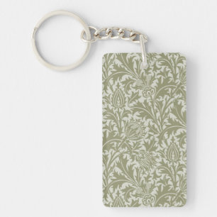 William Morris Thistle Sage Green Pattern Key Ring