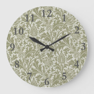William Morris Thistle Sage Green Pattern Large Clock
