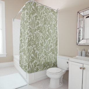 William Morris Thistle Sage Green Pattern Shower Curtain