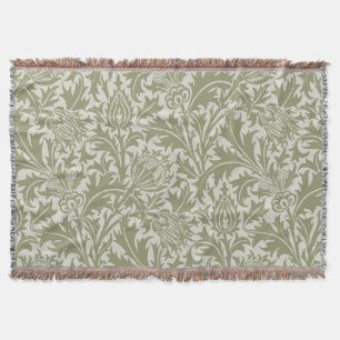 William Morris Thistle Sage Green Pattern Throw Blanket