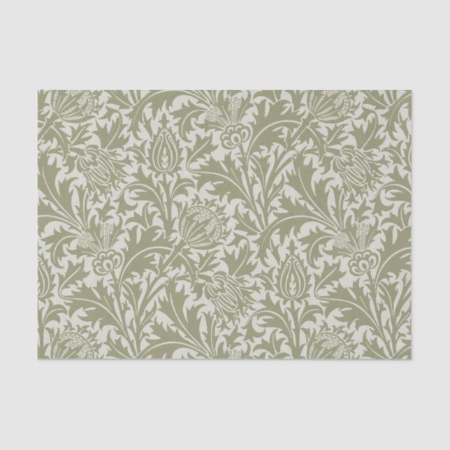 William Morris Thistle Sage Green Pattern Tissue Paper (Front)