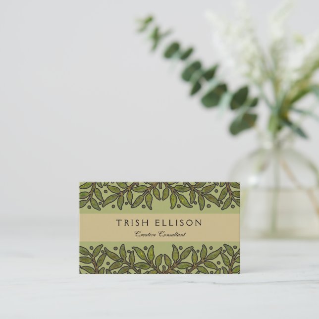 William Morris Tree Frieze Floral Wallpaper Business Card (Standing Front)