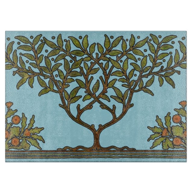 William Morris Tree Frieze Floral Wallpaper Cutting Board (Front)