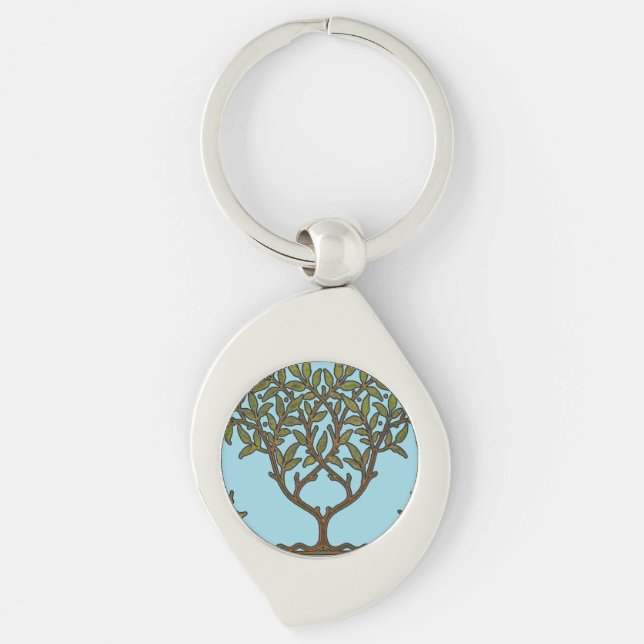 William Morris Tree Frieze Floral Wallpaper Key Ring (Front)