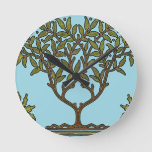 William Morris Tree Frieze Floral Wallpaper Round Clock