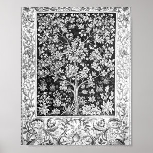William Morris - Tree Of Life Black And White Poster