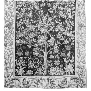 William Morris - Tree Of Life Black And White Shower Curtain