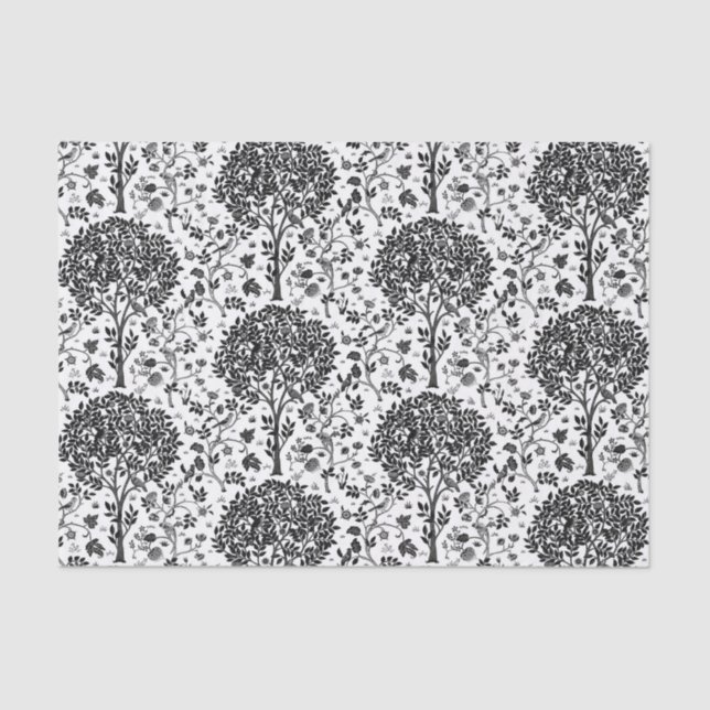William Morris Tree of Life, Black & White Tissue Paper (Front)