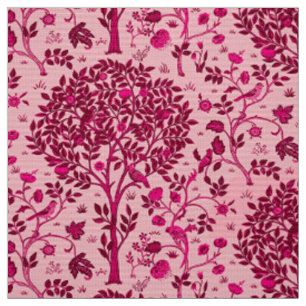 William Morris Tree of Life, Burgundy and Pink Fabric