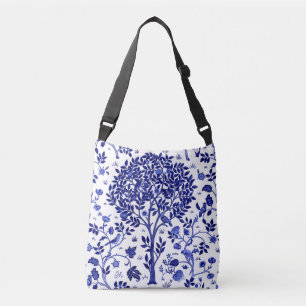 William Morris Tree of Life, Cobalt Blue and White Crossbody Bag
