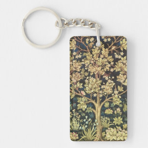William Morris Tree Of Life Floral Vintage Art Key Ring