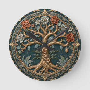 William Morris Tree Of Life Vintage Pre-Raphaelite Round Clock