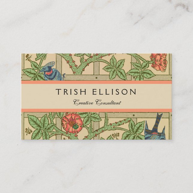 William Morris Trellis Classic Wallpaper Design  Business Card (Front)