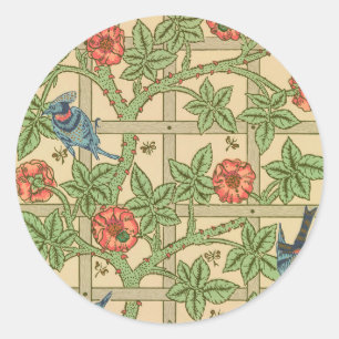William Morris Trellis Classic Wallpaper Design  Classic Round Sticker