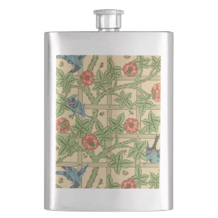 William Morris Trellis Classic Wallpaper Design Hip Flask