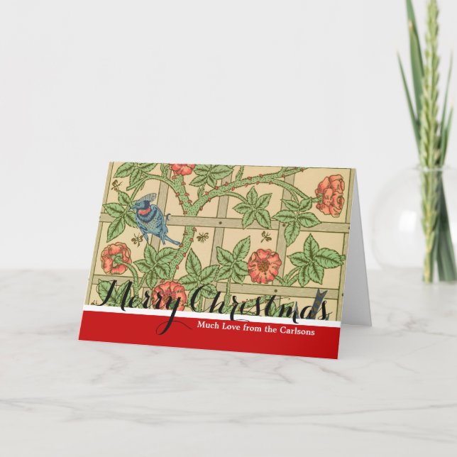 William Morris Trellis Classic Wallpaper Design  Holiday Card (Front)