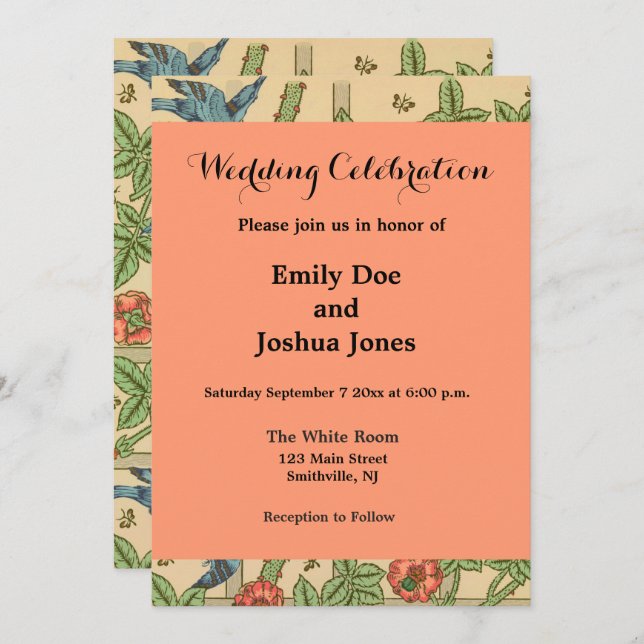 William Morris Trellis Classic Wallpaper Design  Invitation (Front/Back)
