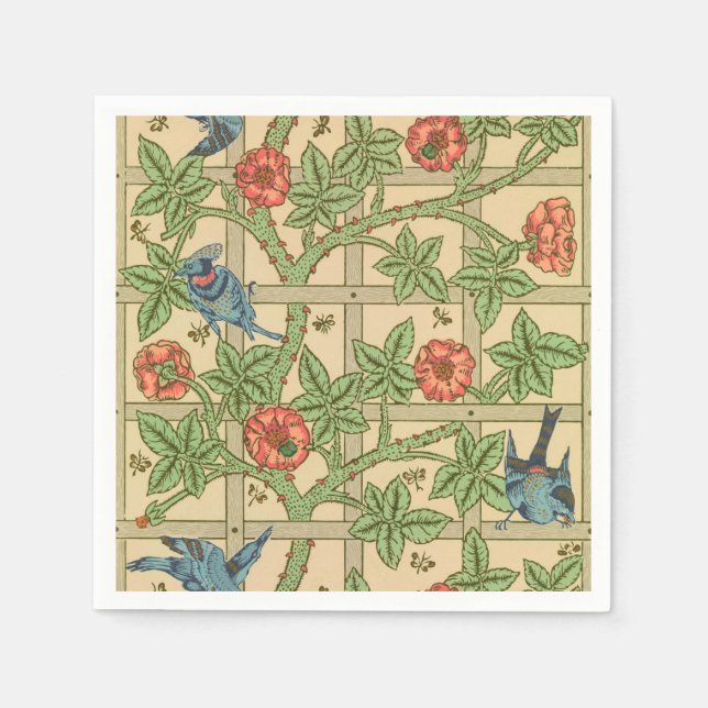 William Morris Trellis Classic Wallpaper Design  Napkin (Front)