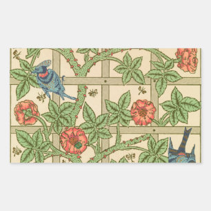 William Morris Trellis Classic Wallpaper Design  Rectangular Sticker