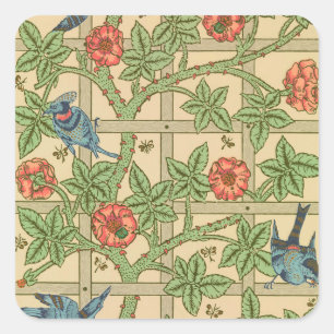William Morris Trellis Classic Wallpaper Design  Square Sticker