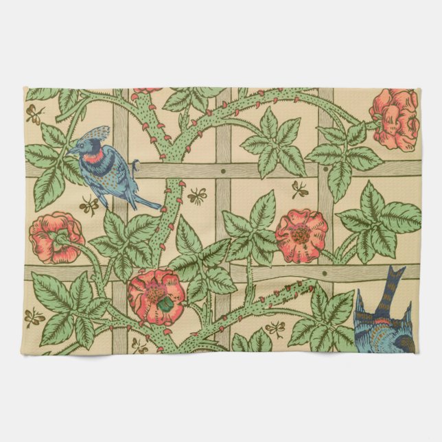 William Morris Trellis Classic Wallpaper Design  Tea Towel (Horizontal)