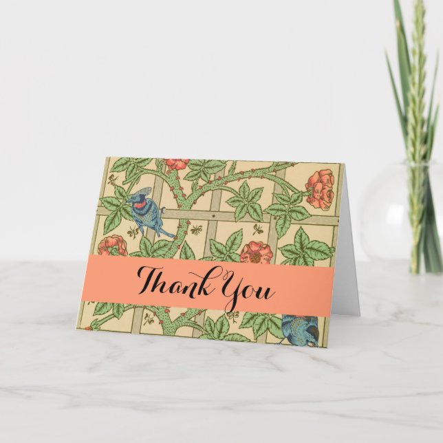William Morris Trellis Classic Wallpaper Design  Thank You Card (Front)