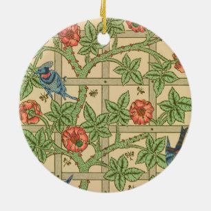 William Morris Trellis English Floral Design Ceramic Ornament