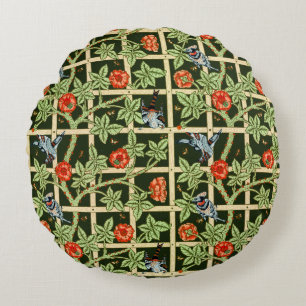 William Morris Trellis Pattern in Green Round Cushion