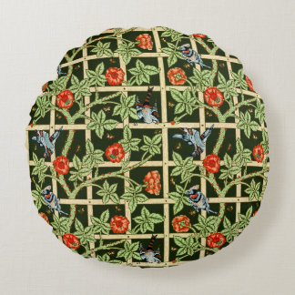 William Morris Trellis Pattern in Green Round Cushion