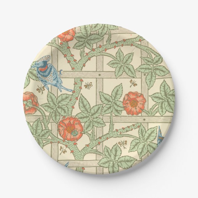 William Morris Trellis Pattern Paper Plate (Front)