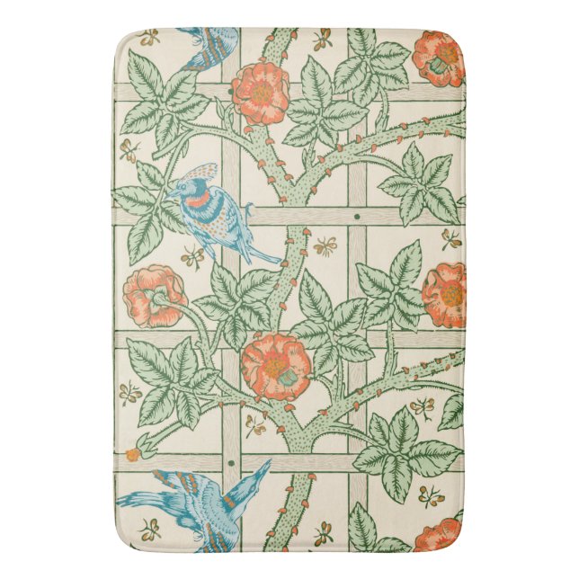 William Morris Trellis Victorian Wallpaper Bath Mat (Front Vertical)