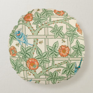 William Morris Trellis Victorian Wallpaper Round Cushion