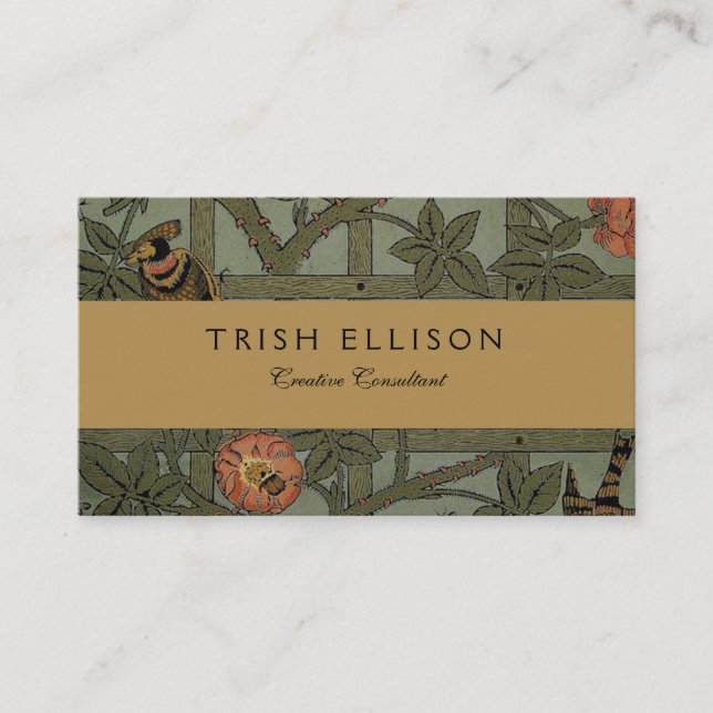 William Morris Trellis Wallpaper Art Business Card (Front)