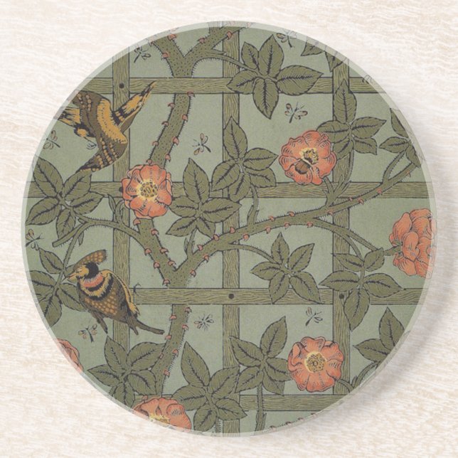 William Morris Trellis Wallpaper Art Coaster (Front)