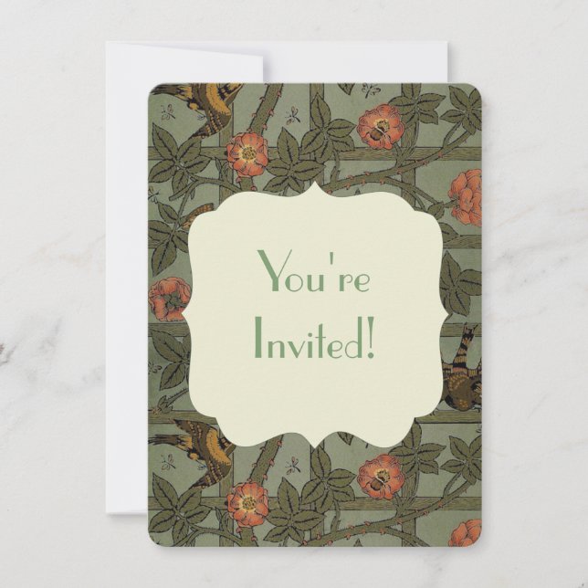 William Morris Trellis Wallpaper Art Invitation (Front)