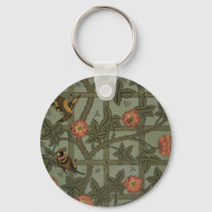 William Morris Trellis Wallpaper Art Key Ring