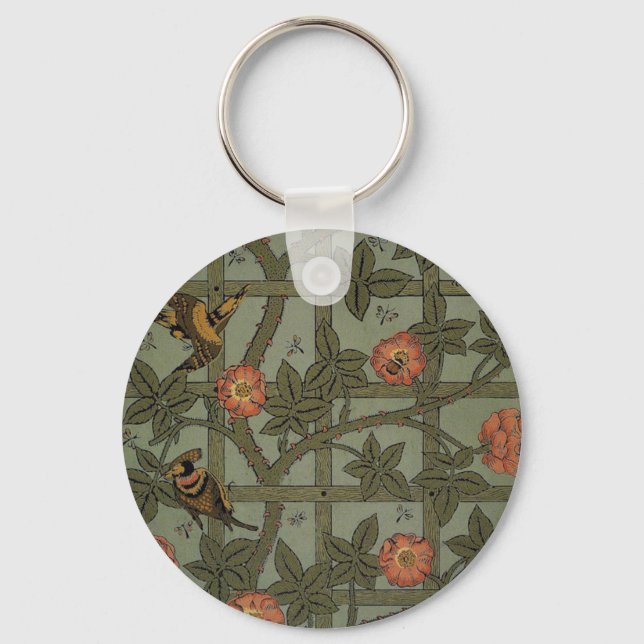 William Morris Trellis Wallpaper Art Key Ring (Front)