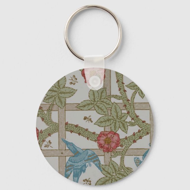 William Morris Trellis Wallpaper Art Key Ring (Front)