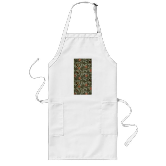 William Morris Trellis Wallpaper Art Long Apron (Front)