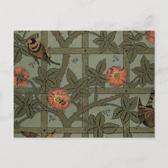 William Morris Trellis Wallpaper Art Postcard (Front)