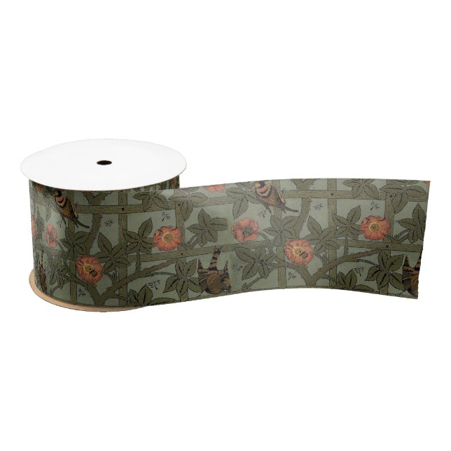 William Morris Trellis Wallpaper Art Satin Ribbon (Spool)