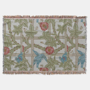 William Morris Trellis Wallpaper Art Throw Blanket