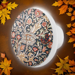 William * Morris  Trent Floral Red Indigo Gold Ceramic Knob