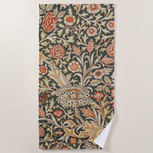 William Morris Trent Garden Flower Classic Botanic Beach Towel (Front)